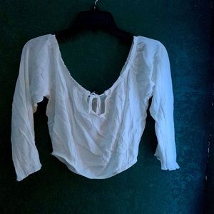 Off the shoulder white shirt